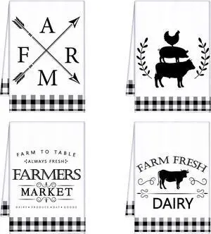Geyoga 4 Pcs Chicken Kitchen Towels Rooster Dish Hand Towels Farm Animal Cow Vintage Rustic Tea Cloth for Spring Easter Bathroom Farmhouse Decor Gifts, 16 x 24 Inch(White, Black,Farm) Geyoga 4 Pcs Chicken Kitchen Towels Rooster Dish Hand Towels Farm Animal Cow Vintage Rustic Tea Cloth for Spring Easter Bathroom Farmhouse Decor Gifts, 16 x 24 Inch(White, Black,Farm)
