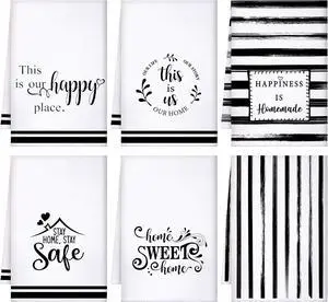 Geyoga 6 Pcs Spring Floral Kitchen Towels Flamingo Dish Hand Towels Sunflower Daisy Flower Wildflower Tea Cloths for Spring Easter Kitchen Bathroom Decor, 16 x 24 Inch(Black,Stripe) Geyoga 6 Pcs Spring Floral Kitchen Towels Flamingo Dish Hand Towels Sunflower Daisy Flower Wildflower Tea Cloths for Spring Easter Kitchen Bathroom Decor, 16 x 24 Inch(Black,Stripe)