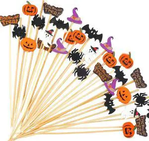 FOIMAS 140pcs Halloween Cocktail Picks,Pumpkin Spider Ghost Bamboo Toothpicks Sticks for Appetizers Fruit Food Cake Halloween Party Decoration Supply FOIMAS 140pcs Halloween Cocktail Picks,Pumpkin Spider Ghost Bamboo Toothpicks Sticks for Appetizers Fruit Food Cake Halloween Party Decoration Supply