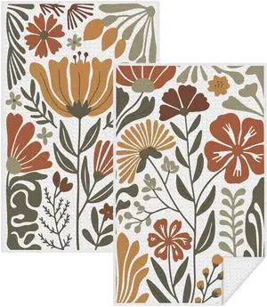 2 Pcs Boho Floral Kitchen Towels, Boho Vintage Flower Waffle Hand Towels | Absorbent Microfiber Dish Cloth Tea Towel for Kitchen Home Decor, Home Gifts for Women Mom Grandma 24x14 Inch 2 Pcs Boho Floral Kitchen Towels, Boho Vintage Flower Waffle Hand Towels | Absorbent Microfiber Dish Cloth Tea Towel for Kitchen Home Decor, Home Gifts for Women Mom Grandma 24x14 Inch