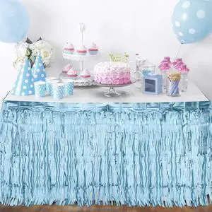 Teenyyou 2 Pack Shiny Wavy Tinsel Foil Fringe Table Skirts Table Decorations for Mermaid Birthday Decorations, Summer Beach Theme, Ocean Tropical Shark Luau Birthday Party Decor(Light Blue) Teenyyou 2 Pack Shiny Wavy Tinsel Foil Fringe Table Skirts Table Decorations for Mermaid Birthday Decorations, Summer Beach Theme, Ocean Tropical Shark Luau Birthday Party Decor(Light Blue)