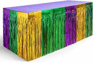 Giftexpress 2-pk Mardi Gras Metallic Fringe Table Skirts, Mardi Gras Party Table Skirt, Mardi Gras Table Decoration Giftexpress 2-pk Mardi Gras Metallic Fringe Table Skirts, Mardi Gras Party Table Skirt, Mardi Gras Table Decoration