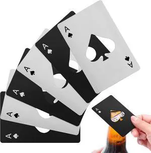 6PCS Card Bottle Openers, 3 Black & 3 Silver Poker Themed Cap Openers | Stainless Steel Credit Card Size Beer Bottle Opener, Ace of Spades Design, Destapadores De Cerveza for Wallet Pocket 6PCS Card Bottle Openers, 3 Black & 3 Silver Poker Themed Cap Openers | Stainless Steel Credit Card Size Beer Bottle Opener, Ace of Spades Design, Destapadores De Cerveza for Wallet Pocket