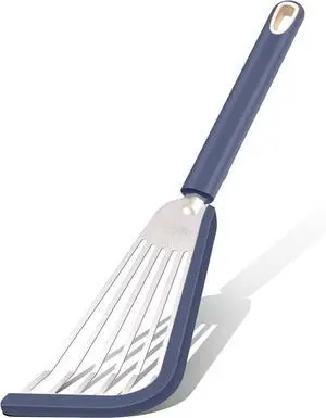 Thin Flexible & Sturdy Fish Spatula Stainless Steel with Silicone Coated Edge for Kitchen Cooking Use Nonstick Fish Spatula Egg Flipper, Silicone Handle Heat Resistant Dishwasher Safe-Blue, Silver Thin Flexible & Sturdy Fish Spatula Stainless Steel with Silicone Coated Edge for Kitchen Cooking Use Nonstick Fish Spatula Egg Flipper, Silicone Handle Heat Resistant Dishwasher Safe-Blue, Silver