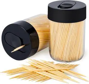 Sturdy Toothpick Holder with 800 Natural Toothpicks Wooden 2Pack Black | Upgraded Resistant Bend & Break Durable Tooth Picks for Teeth Cleaning DIY Crafts Appetizer Olive Barbecue Fruit Food Sturdy Toothpick Holder with 800 Natural Toothpicks Wooden 2Pack Black | Upgraded Resistant Bend & Break Durable Tooth Picks for Teeth Cleaning DIY Crafts Appetizer Olive Barbecue Fruit Food
