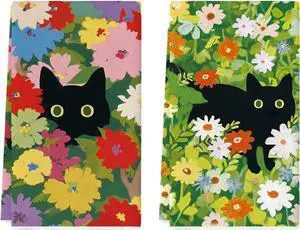 Artoid Mode Floral Cat Wild Grass Spring Kitchen Towels Dish Towels, 18x26 Inch Farmhouse Summer Decoration Cleaning Set of 2 Artoid Mode Floral Cat Wild Grass Spring Kitchen Towels Dish Towels, 18x26 Inch Farmhouse Summer Decoration Cleaning Set of 2
