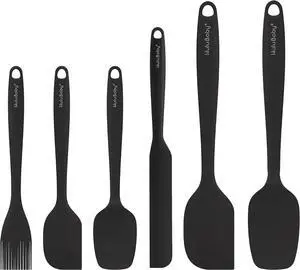 Permanent Warranty Silicone Spatula Set of 6 Seamless One-Piece Non Stick Heat Resistant up 600°F Kitchen Utensils Cooking Baking (Black) Permanent Warranty Silicone Spatula Set of 6 Seamless One-Piece Non Stick Heat Resistant up 600°F Kitchen Utensils Cooking Baking (Black)
