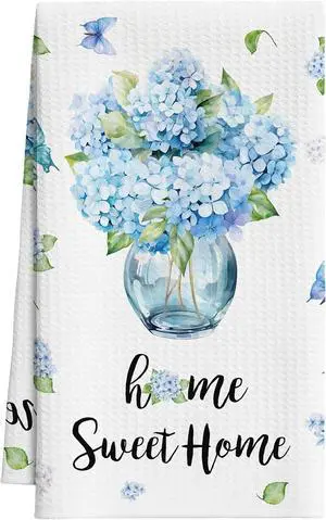 Blue Hydrangea Tea Towels For Kitchen, Home Sweet Home Floral Towel, 08 | Decorative Retro Flower Butterflies Tea Hand Towel For Bathroom, Pretty Housewarming Gifts For Holiday Thanksgiving Christmas Blue Hydrangea Tea Towels For Kitchen, Home Sweet Home Floral Towel, 08 | Decorative Retro Flower Butterflies Tea Hand Towel For Bathroom, Pretty Housewarming Gifts For Holiday Thanksgiving Christmas
