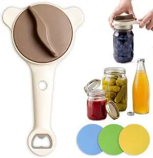 4 in 1 Multi-Purpose Jar Opener, with 3pcs Rubber Jar Openers, Adjustable Stainless Steel Lid Remover for Seniors & Arthritis Sufferers, for Weak Hands, Fits Kitchen Jars, Bottles & Cans (Beige) 4 in 1 Multi-Purpose Jar Opener, with 3pcs Rubber Jar Openers, Adjustable Stainless Steel Lid Remover for Seniors & Arthritis Sufferers, for Weak Hands, Fits Kitchen Jars, Bottles & Cans (Beige)