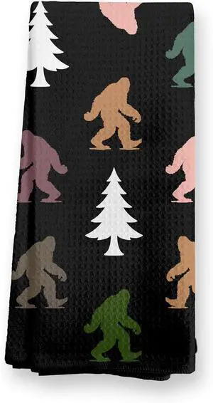 Abstract Retro Sasquatch Pine Tree Kitchen Towels, Sasquatch Gifts Dish Tea Towels for Kitchen Decor, Gifts for Hiking Camping Lovers Hand Towel for Bathroom Decor, 16x24 Inch,C161 Abstract Retro Sasquatch Pine Tree Kitchen Towels, Sasquatch Gifts Dish Tea Towels for Kitchen Decor, Gifts for Hiking Camping Lovers Hand Towel for Bathroom Decor, 16x24 Inch,C161