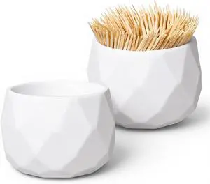 Toothpick Holder Dispenser, 2 Pcs Simple Plastic Cocktail Pick Holder Cute Toothpick Holders Decorative for Table Home Kitchen Restaurant Parties Elegant Home Decor, White (Toothpicks Not Included) Toothpick Holder Dispenser, 2 Pcs Simple Plastic Cocktail Pick Holder Cute Toothpick Holders Decorative for Table Home Kitchen Restaurant Parties Elegant Home Decor, White (Toothpicks Not Included)
