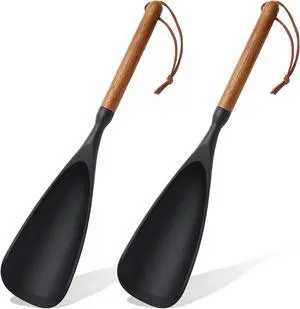2 Pack Multifunction Silicone Spatula Cooking Spoon for Nonstick Cookware, Wooden Handle Spatula Spoon for Mixing Serving Scraping, Heat Resistant BPA-Free Kitchen Spoon (2) 2 Pack Multifunction Silicone Spatula Cooking Spoon for Nonstick Cookware, Wooden Handle Spatula Spoon for Mixing Serving Scraping, Heat Resistant BPA-Free Kitchen Spoon (2)