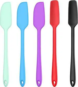 Slim Silicone Spatula Set, 5 Piece Food Grade Rubber Spatulas for Baking, Cooking, and Mixing High Heat Resistant Non Stick Dishwasher Safe BPA-Free (Multicolor) Slim Silicone Spatula Set, 5 Piece Food Grade Rubber Spatulas for Baking, Cooking, and Mixing High Heat Resistant Non Stick Dishwasher Safe BPA-Free (Multicolor)