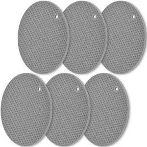 homEdge Silicone Trivets Mat, 6 Packs Multipurpose Non Slip Heat Resistant Pot Holder-Gray homEdge Silicone Trivets Mat, 6 Packs Multipurpose Non Slip Heat Resistant Pot Holder-Gray