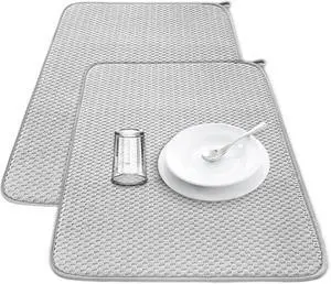 2Pcs XXL Dish Drying Mat,Absorbent Microfiber Dish Drainer Mats,Kitchen Counter Pads for Coffee Countertops,Sinks,Draining Racks(24×17",Gray) 2Pcs XXL Dish Drying Mat,Absorbent Microfiber Dish Drainer Mats,Kitchen Counter Pads for Coffee Countertops,Sinks,Draining Racks(24×17",Gray)