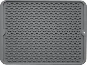 ZLR Silicone Dish Drying Mat for Kitchen Counter, Eco-Friendly Fast Dry Dish Mat, Easy Clean Multi Usage Drying Matt, Heat Resistant Trivet, 12" x 16" Large, Dark Gray ZLR Silicone Dish Drying Mat for Kitchen Counter, Eco-Friendly Fast Dry Dish Mat, Easy Clean Multi Usage Drying Matt, Heat Resistant Trivet, 12" x 16" Large, Dark Gray