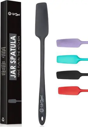 Silicone Jar Spatula | 600F Heat Resistant Non-Stick Rubber Scraper | Perfect for Jars, Smoothies, Blenders | One Piece Utensils | Durable Kitchen Cookware (UpGood Professional Spatulas, Grey) Silicone Jar Spatula | 600F Heat Resistant Non-Stick Rubber Scraper | Perfect for Jars, Smoothies, Blenders | One Piece Utensils | Durable Kitchen Cookware (UpGood Professional Spatulas, Grey)