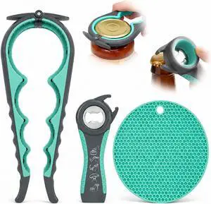 KORCCI Jar Opener for Weak Hands, Seniors with Arthritis, 3-Piece Set with 5-in-1 Bottle Opener, Can Opener & Non-Slip Rubber Gripper Pad, Easy Grip Lid Opener for Arthritic Hands KORCCI Jar Opener for Weak Hands, Seniors with Arthritis, 3-Piece Set with 5-in-1 Bottle Opener, Can Opener & Non-Slip Rubber Gripper Pad, Easy Grip Lid Opener for Arthritic Hands