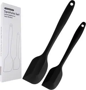 Silicone Spatula Set 2 Pcs Heat Resistant Rubber Spatula for Non-stick Cookware BPA Free (Black) Silicone Spatula Set 2 Pcs Heat Resistant Rubber Spatula for Non-stick Cookware BPA Free (Black)