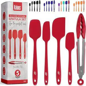 Kaluns Silicone Spatula Set, 4 Rubber Spatulas 600°F Heat Resistant, Nonstick Seamless Design with Stainless Steel Core, Dishwasher Safe, BPA free, Bonus Tongs Included Kaluns Silicone Spatula Set, 4 Rubber Spatulas 600°F Heat Resistant, Nonstick Seamless Design with Stainless Steel Core, Dishwasher Safe, BPA free, Bonus Tongs Included