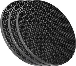 TENOC Silicone Non-Slip, Heat Resistant & Water-Trapping Trivet Mats for Water Glasses & Teacup & Coffee Cup & Dishes & Cookware, Multipurpose Kitchen Table Coaster, 3.5-Inch, 3 Pcs, Black TENOC Silicone Non-Slip, Heat Resistant & Water-Trapping Trivet Mats for Water Glasses & Teacup & Coffee Cup & Dishes & Cookware, Multipurpose Kitchen Table Coaster, 3.5-Inch, 3 Pcs, Black