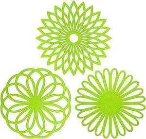 ME.FAN Silicone Trivet Mat - Kitchen Hot Pads for Pots & Dish - Insulated Teapot Trivet - Flexible, Durable, Non-Slip Large Coasters 3 Set Grass Green ME.FAN Silicone Trivet Mat - Kitchen Hot Pads for Pots & Dish - Insulated Teapot Trivet - Flexible, Durable, Non-Slip Large Coasters 3 Set Grass Green