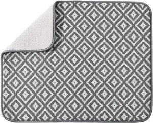 SUBEKYU Microfiber Dish Drying Mat for Kitchen Counter, Absorbent Dishes Drainer/Rack Pad for Countertop, 19.2 by 15.8 Inches (Rhombus), Grey, 1 Pack SUBEKYU Microfiber Dish Drying Mat for Kitchen Counter, Absorbent Dishes Drainer/Rack Pad for Countertop, 19.2 by 15.8 Inches (Rhombus), Grey, 1 Pack