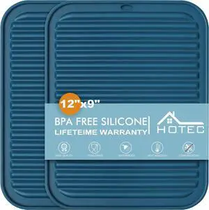 HOTEC BPA Free Silicone Trivets for Hot pots and Pans, 446 Heat Resistant for Kitchen Counter Dish Drying Mat, Set of 2 Classic Blue HOTEC BPA Free Silicone Trivets for Hot pots and Pans, 446 Heat Resistant for Kitchen Counter Dish Drying Mat, Set of 2 Classic Blue