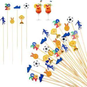 Aodaer 200 Pcs Soccer Cocktail Picks for Appetizers Soccer Toothpicks Long Bamboo Food Picks Fruit Skewers for Drinks Desserts for Game Day Soccer Party Supplies Aodaer 200 Pcs Soccer Cocktail Picks for Appetizers Soccer Toothpicks Long Bamboo Food Picks Fruit Skewers for Drinks Desserts for Game Day Soccer Party Supplies