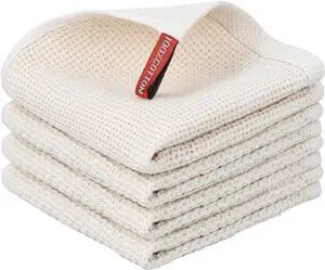 Nialnant 100% Cotton Cleaning Cloth,4 Pack Waffle Weave Cleaning Towels,Super Absorbent Dish Rags for Washing Dishes-12x12 Inch,Beige Nialnant 100% Cotton Cleaning Cloth,4 Pack Waffle Weave Cleaning Towels,Super Absorbent Dish Rags for Washing Dishes-12x12 Inch,Beige