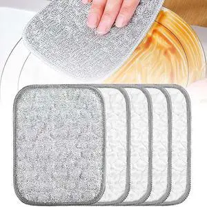 Double-Sided Thickened Wire Dishwashing Rags - Non Scratch Wire Dishcloth & Miracle Wire Cleaning Cloth, Multipurpose Use on Dishes, Pots, Sinks & Kitchen Surfaces (5) Double-Sided Thickened Wire Dishwashing Rags - Non Scratch Wire Dishcloth & Miracle Wire Cleaning Cloth, Multipurpose Use on Dishes, Pots, Sinks & Kitchen Surfaces (5)