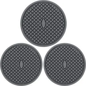 3 Pack Silicone Coasters for Drinks, Thickened Coaster with Deep Tray Grooved Design Cup Mat, Washable Heat Resistant Durable Non-Slip Coasters for Coffee Table Wooden Desk Kitchen Bar (Dark Grey) 3 Pack Silicone Coasters for Drinks, Thickened Coaster with Deep Tray Grooved Design Cup Mat, Washable Heat Resistant Durable Non-Slip Coasters for Coffee Table Wooden Desk Kitchen Bar (Dark Grey)