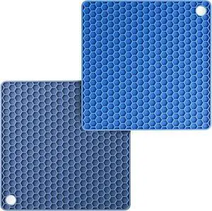 BTaT- Silicone Trivet Mats, 2 Pack, Blue, Heat & Stain Resistant | Non Slip Hot Pads Kitchen Potholders Jar Opener Spoon Holder Food Grade Silicone BTaT- Silicone Trivet Mats, 2 Pack, Blue, Heat & Stain Resistant | Non Slip Hot Pads Kitchen Potholders Jar Opener Spoon Holder Food Grade Silicone