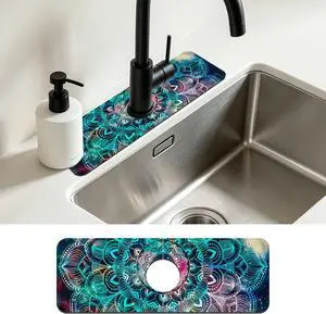 Kitchen Faucet Mat Galaxy Mandala Geometric Star Field Sink Splash Guard Behind Faucet Draining Mat Kitchen Accessories Non-slip Easy to Clean for Bathroom & Kitchen 15"X5.5" Kitchen Faucet Mat Galaxy Mandala Geometric Star Field Sink Splash Guard Behind Faucet Draining Mat Kitchen Accessories Non-slip Easy to Clean for Bathroom & Kitchen 15"X5.5"