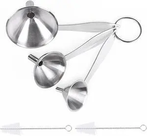 Stainless Steel Kitchen Funnels with Cleaning Brushes Small Funnels for Filling Bottles Mini Funnel Set for Liquid Oil Powder Spice Transfer Durable Metal Funnel Tools Stainless Steel Kitchen Funnels with Cleaning Brushes Small Funnels for Filling Bottles Mini Funnel Set for Liquid Oil Powder Spice Transfer Durable Metal Funnel Tools