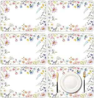 6 Pcs Wildflower Placemats, 11x16 Inch Summer Floral Plastic Placemats Flower Table Mats for Wedding Birthday Home Party Table Settings Supplies 6 Pcs Wildflower Placemats, 11x16 Inch Summer Floral Plastic Placemats Flower Table Mats for Wedding Birthday Home Party Table Settings Supplies
