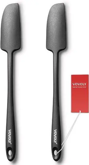 2-Pack Vovoly Silicone Jar Spatulas, Small Seamless Design Rubber Scraper with Stainless Steel Core, Heat Resistant and Non-Stick Mini Spatula for Jars and Blenders, BPA Free,11 IN, Black 2-Pack Vovoly Silicone Jar Spatulas, Small Seamless Design Rubber Scraper with Stainless Steel Core, Heat Resistant and Non-Stick Mini Spatula for Jars and Blenders, BPA Free,11 IN, Black