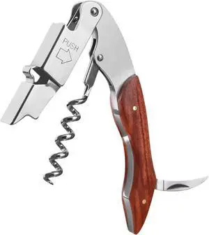 Professional Wine Opener Corkscrew with Wooden Handle Stainless Steel Wine Key for Bartenders, Waiters Corkscrew Wine Bottle Opener Professional Wine Opener Corkscrew with Wooden Handle Stainless Steel Wine Key for Bartenders, Waiters Corkscrew Wine Bottle Opener