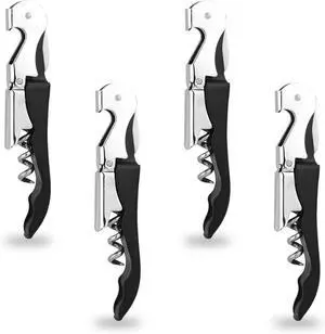 4 PCS Waiter Corkscrew Wine Opener,2.47 oz Heavy Duty Wine Keys | 70g (2.47 oz) Wine Bottle Opener,Stainless Steel Double Hinged Wine Key for Serves,Bartenders (Black) 4 PCS Waiter Corkscrew Wine Opener,2.47 oz Heavy Duty Wine Keys | 70g (2.47 oz) Wine Bottle Opener,Stainless Steel Double Hinged Wine Key for Serves,Bartenders (Black)