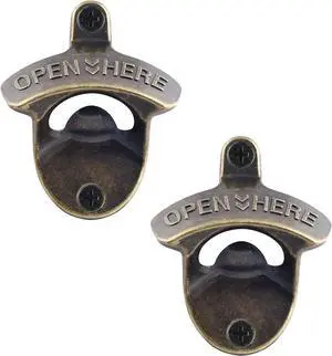 Retro Bottle Opener Wall Mounted Stainless Antique Bronze Beer Cap Opener Mountable for Wood Table Caddy (2 Packs) Retro Bottle Opener Wall Mounted Stainless Antique Bronze Beer Cap Opener Mountable for Wood Table Caddy (2 Packs)