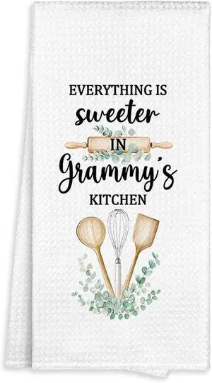 Grammy Gifts Kitchen Towel, Everything is Sweeter in Grammy's Kitchen Family Thank You Gifts, Grandma Grandmother Dish Towels Dishcloths Tea Towels Hand Towel for Bathroom 16x24 Grammy Gifts Kitchen Towel, Everything is Sweeter in Grammy's Kitchen Family Thank You Gifts, Grandma Grandmother Dish Towels Dishcloths Tea Towels Hand Towel for Bathroom 16x24
