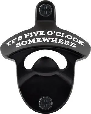 Rustproof Wall Mounted Bottle Opener Black with White, Stainless It's Five O'Clock Somewhere Beer Bottle Cap Opener Cooler Mounted for Party Kitchen Rustproof Wall Mounted Bottle Opener Black with White, Stainless It's Five O'Clock Somewhere Beer Bottle Cap Opener Cooler Mounted for Party Kitchen