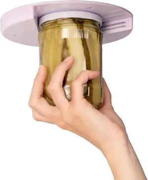 Houseify Popdatjar Under Cabinet Jar Opener, Stainless Steel | V-grip design, strong teeth, doubles for bottles & vacuum-sealed lids, adhesive or screw mount, white Houseify Popdatjar Under Cabinet Jar Opener, Stainless Steel | V-grip design, strong teeth, doubles for bottles & vacuum-sealed lids, adhesive or screw mount, white