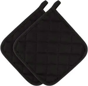Thermo Heat-Resistant Pot Holders (2 Pieces) - Superior Protection, Stylish Design | 482°F Heat Resistance, Non-Flammable Fabric-Versatile (Black) Thermo Heat-Resistant Pot Holders (2 Pieces) - Superior Protection, Stylish Design | 482°F Heat Resistance, Non-Flammable Fabric-Versatile (Black)