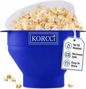 The Original Korcci Microwaveable Silicone Popcorn Popper, Microwave Popcorn Popper, Collapsible Microwave Popcorn Maker Bowl, No Oil Required, Use In Microwave, Dishwasher Safe (Blue) The Original Korcci Microwaveable Silicone Popcorn Popper, Microwave Popcorn Popper, Collapsible Microwave Popcorn Maker Bowl, No Oil Required, Use In Microwave, Dishwasher Safe (Blue)