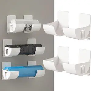 4 Pcs No Punching Trash Bag Dispenser Plastic Bag Holder,Wall Mounted Plastic Bag Organizer Grocery Bag Holder White Garbage Trash Bag Holder For Home Organization Kitchen Organizers And Storage 4 Pcs No Punching Trash Bag Dispenser Plastic Bag Holder,Wall Mounted Plastic Bag Organizer Grocery Bag Holder White Garbage Trash Bag Holder For Home Organization Kitchen Organizers And Storage