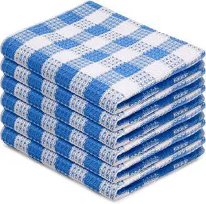 Blue Needles Set of 6 Waffle Weave Check Plaid Dish Cloths, 12x12 Inches 100% Cotton Dish Towels for Kitchen, Ultra Soft & Absorbent Kitchen Towels for Quick Drying Spring Summer - Sky Blue & White Blue Needles Set of 6 Waffle Weave Check Plaid Dish Cloths, 12x12 Inches 100% Cotton Dish Towels for Kitchen, Ultra Soft & Absorbent Kitchen Towels for Quick Drying Spring Summer - Sky Blue & White