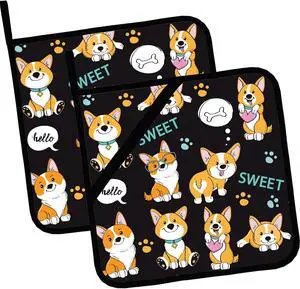 Cute Dogs Corgi Pot Holders 2 PCS,Kitchen Heat Resistant Hot Pads for Cooking Grilling Baking BBQ, Pot Holders for Women Cook Home Microwave Cute Dogs Corgi Pot Holders 2 PCS,Kitchen Heat Resistant Hot Pads for Cooking Grilling Baking BBQ, Pot Holders for Women Cook Home Microwave