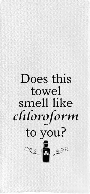 DOTAIN Funny Bathroom Hand Towels,Does This Towel Smell Like Chloroform to You Waffle Weave Dish Towel Cloth Decor,Funny Hand Towels(24x16inch) DOTAIN Funny Bathroom Hand Towels,Does This Towel Smell Like Chloroform to You Waffle Weave Dish Towel Cloth Decor,Funny Hand Towels(24x16inch)