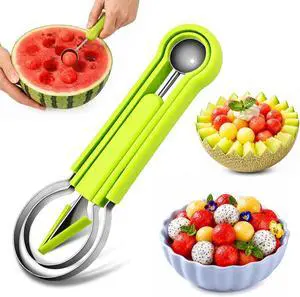 Suuker 4 in 1 Melon Baller Scoop Set, Green | Stainless Steel, Fruit Cutters Shapes, Watermelon Scooper and Baller, Fruit Carving Tools Suuker 4 in 1 Melon Baller Scoop Set, Green | Stainless Steel, Fruit Cutters Shapes, Watermelon Scooper and Baller, Fruit Carving Tools
